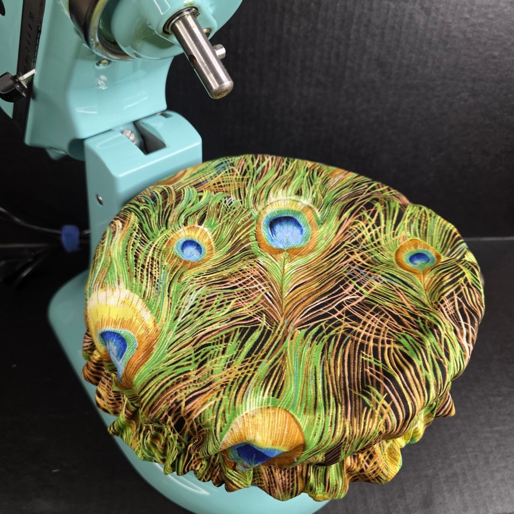 Peacock Feather Goldenrod Floral KitchenAid Mixer Mixing Bowl Cover Baking
